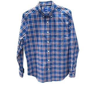 Nautica Blue Sail  men's button down dress shirt size L Blue plaid